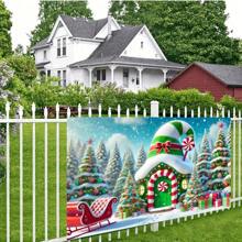 1 pièce Bannière de fond de maison en bonbon de Noël de 8 pi x 6 pi - design de canne de bonbon et de sapin de Noël, toile de fond de photographie en polyester durable pour fête intérieure/extérieure, anniversaire, événements de tailgate, sans électricité nécessaire, accessoire de studio de vacances toutes saisons, décoration saisonnière polyvalente, scène de Noël fantaisiste, qualité d'impression éclatante