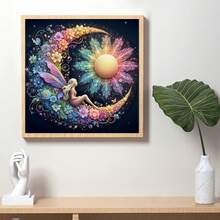 1 件钻石艺术画套装工艺品贴纸幻想仙女月亮太阳马赛克套装刺绣水钻 5D DIY 十字绣豪华房间家居派对墙壁装饰家人朋友教师节日礼物 - 黑色 - 查看 3