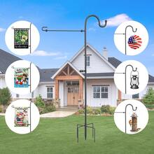 Metal Garden Flag Holder Stand With Shepherds Hooks - Heavy Duty Outdoor Flag Pole Stake For 12x18 Small Yard Flags, Lawn Decor, House Number Sign | Rustproof, Adjustable Clip & Stopper | Easy Install - Nhiều màu - Xem 3