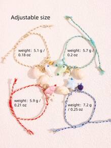 1pc Fashion Delicate Summer Beach Vacation Style Personalized Fish, Seashell, Starfish Pendant Bohemian Bracelet For Women, Suitable For Daily Outfit And Beach Vacation