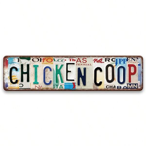 1pc Vintage Farm Metal Tin Sign, Chicken Henhouse Sign, Rustic Wall Decor For Farm, Farmhouse, Yard, Porch, Home, Outdoor, Wall Hanging Plaque, 4x16 Inch