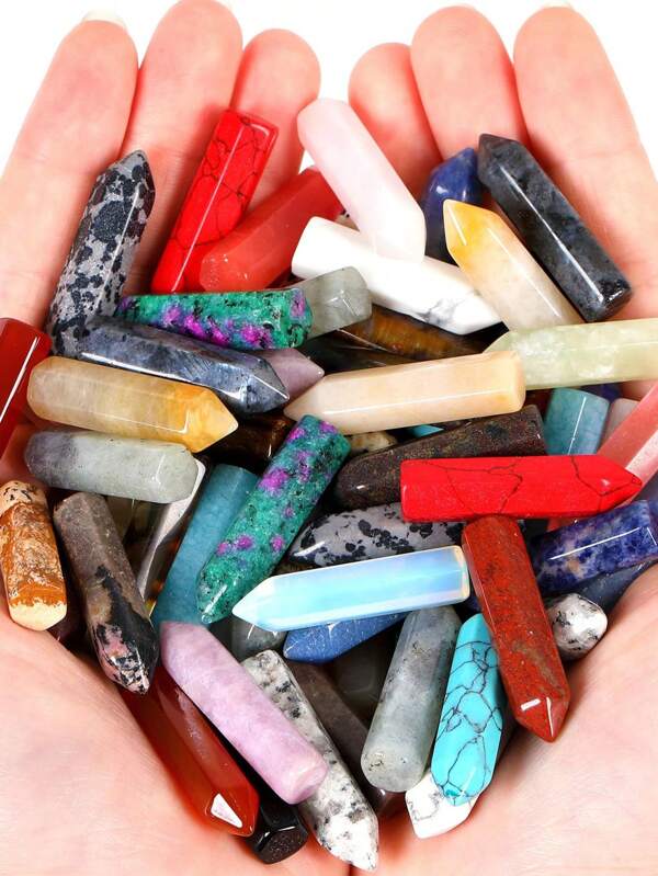 Crystals Wands Stones Set Bulk Crystal Points Rose Quartz Amethyst Tiger Eye Gemstones Hexagonal Polished Indoor Fountain Chakra Stone Decor For Garden Energy Balancing Witchcraft
