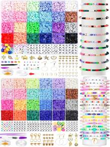 24 Farben Polymer Ton Perlen Boho Stil Freundschaftsarmband mit Anhängern, DIY Frauen Handwerks Geschenk Armband & Schmuckherstellung