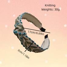 1 Piece Bohemian Wide Knot Headband With Embroidered Leaf Design – Fashionable Polyester Hair Accessory Suitable Daily And Party Wear, Hand Wash Only, Available In Various Colors (Blue Green Leaf Pattern, White And Black Geometric, Pink Floral, Beige And Brown Twisted Rope), Multifunctional Headwear|Bohemian Headband|Polyester Fiber Ribbon, Cute Hair Accessory - 綠色 - 查看 7