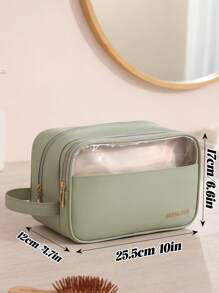 1Pc PU Transparent Toiletry Bag, Minimalism Waterproof Wash Bag With Zipper, Skin Friendly Solid Color Makeup Storage Bag, Portable Stylish Travel Toiletry Bag, Multi-Functional Cosmetic Bag, Large Capacity Clear Bag, Simple Cute Zipper Storage Bag Handheld, Beach Bag, Beach Tote Inner Bag, Gift For Summer, Anniversary, Valentine's Day, Vacation, Business Trip, Daily Use, Holiday, Back To School New Style In 2025.