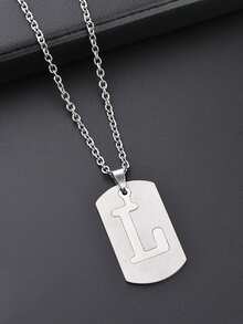 1件不锈钢双层26个英文字母吊坠项链，嘻哈项链