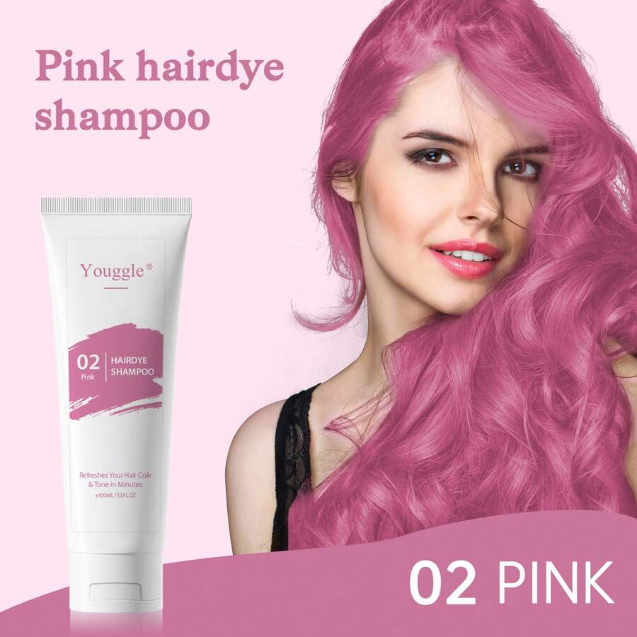 8 Colors, Semi Permanent Hair Dye Shampoo Containing Argan Oil And Hydrolyzed Keratin - Deep Moisturizing, Long-Lasting Color, Sweet Fragrance, Easy To Apply, Gentle On The Scalp - Can Achieve Quick Hair Dyeing At Home - Hồng - Xem 1