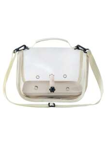 Tragbare Haustier-Reisekäfig/-Tragetasche (mit Tablett), transparente Vogelkäfig-Umhängetasche, atmungsaktiv & bequem, geeignet für Vögel, Papageien, Kakadus und kleine Reptilien, mit Sitzstange und weichem Pad