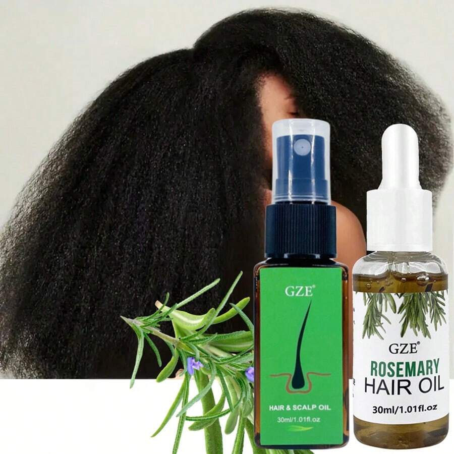 2 包 GZE 护发油套装：迷迭香护发油和头皮油，强韧丝滑秀发，防止断裂，防止分叉 - 綠色 - 查看 1