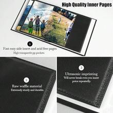 New-88 Photo Album 8x10 Holds 72 Photos, 8x10 Photo Album Linen Cover  Front Window, 72 Pockets For 8x10 Photos, 8x10 Photo Album Book For 8x10 W Family Baby Anniversary Pictur Or Gift (Black) - Linen Black - 查看 5