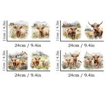4pcs/Set Highland Cow Farm Theme UV DTF Transfer Stickers, Waterproof & Scratch-Resistant, Suitable For 16oz Glass Jars And DIY Projects, Transfer Stickers - Multicolor - View 7