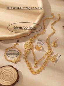 Set de 4 collares de aleación de cobre de 24 quilates con estilo de Dubai para mujer, joyería de Arabia Saudita