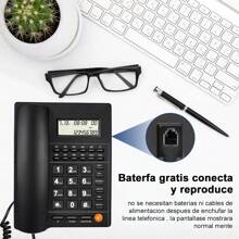 Teléfono fijo de sobremesa con cable y botón grande para oficina casa,hogar, hotel,Teléfono de escritorio con cable Teléfono de oficina Teléfono boton grande telefono fijo