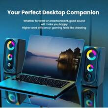 HP Altavoz para juegos RGB, altavoz USB para computadora, subwoofer, escritorio, portátil, transmisor universal, efecto de iluminación, juego de escritorio, artefacto de audio y video, DHE-6001 negro