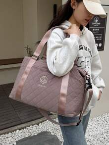 棕色可折叠行李收纳袋，轻便大容量，适合旅行、周末出行、过夜物品、周末包、医院包、背包、学习用品等。 - 棕色 - 查看 3