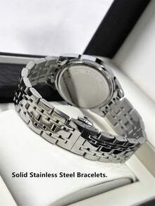 PABLO RAEZ 男士休闲腕表 时尚简约商务腕表 原创魅力运动日常佩戴腕表 实心不锈钢表带 银色 防锈 奢华洁净 日历显示 带真实刻度 50米防水 顶级全新男士配饰石英腕表 - 銀色 - 查看 10