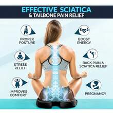 Pium Gel  Doctor Rmmended Office Chair Cushion Car Seat Cushion Chair Cushions For Back Sciatica Pain Relief Seat Cushions For Office Desk Black - 黑色 - 查看 6