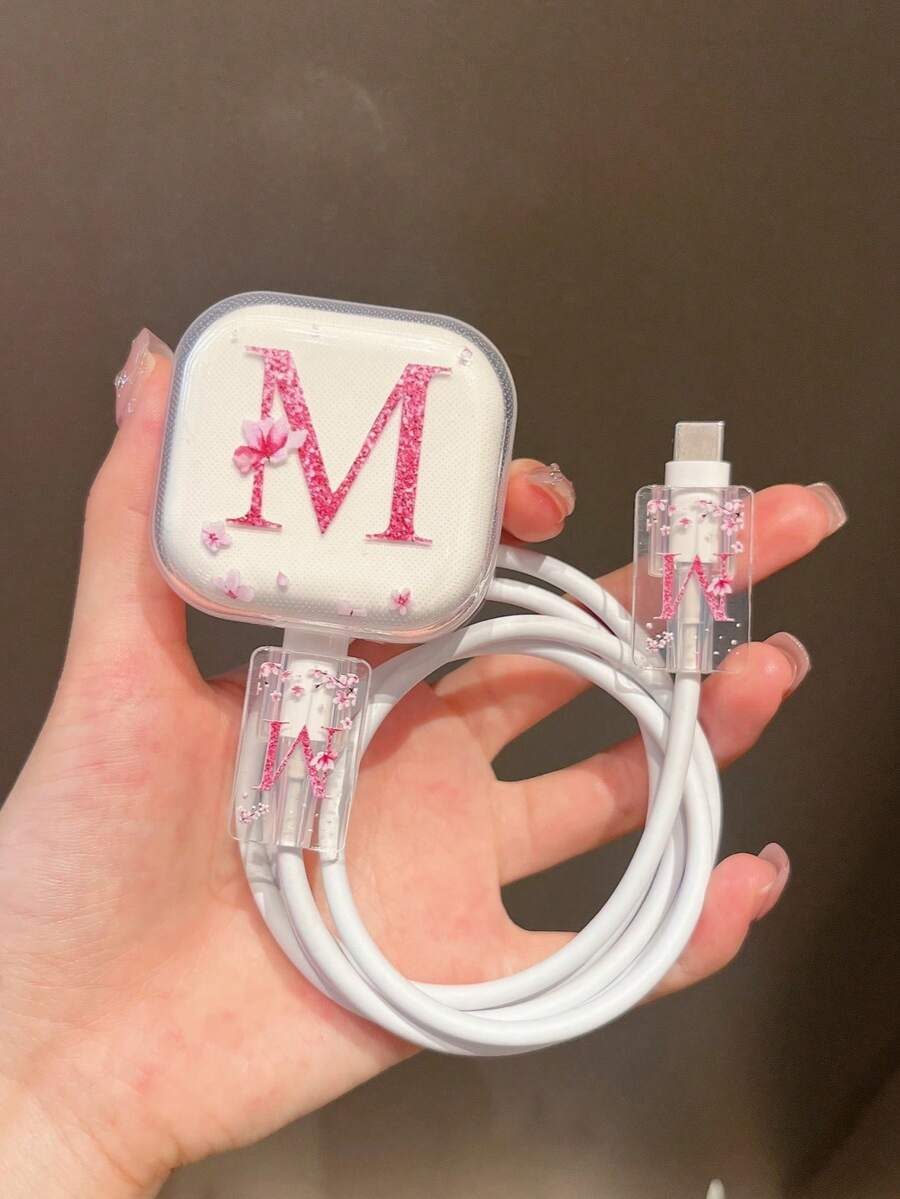3pcs Set Letter Alphabet A-Z Printed Data Cable Protectors, Compatible With 20W UK Apple Fast Charger, Prevent Damage, Suitable For Charging Adapter Charger Accessories, Phone Accessories - Multicolor - View 1