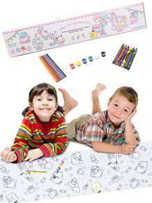 Sanrio 1Set Sanrio Hello Kitty Kuromi Cinnamoroll My Melody Family Series Highly Attractive DIY Long Scroll Graffiti Drawing Paper Super Large Coloring Drawing Paper Cartoon Scroll Creative Set