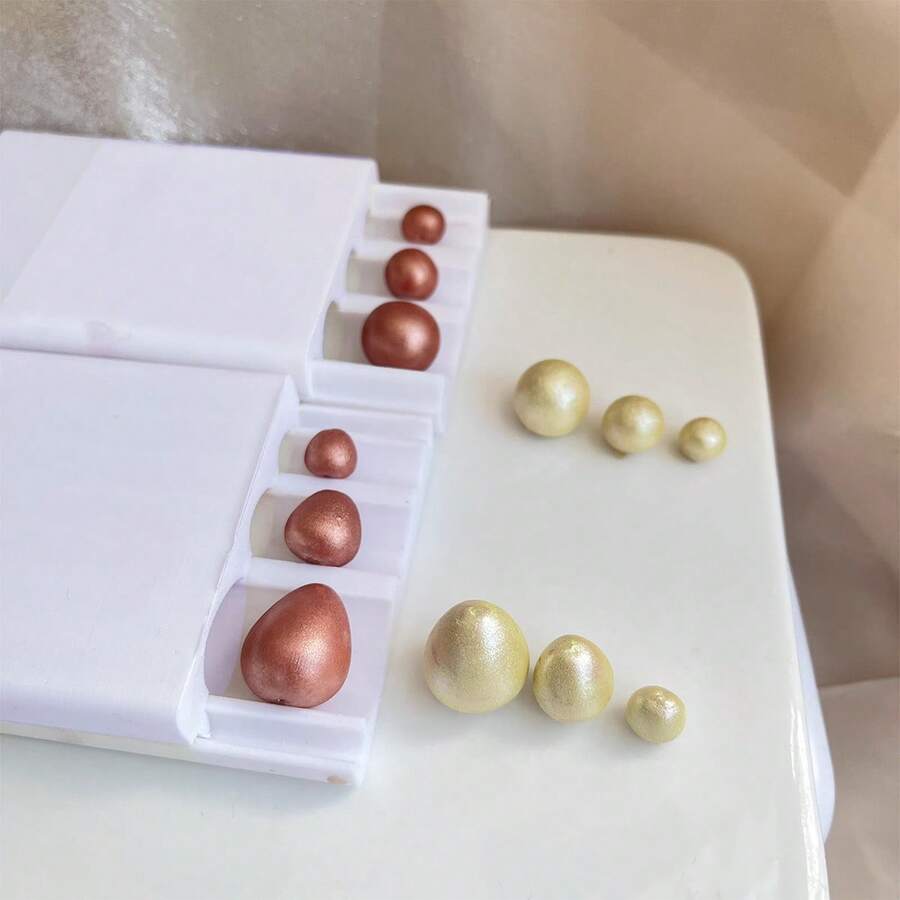 1pc/2pcs Round/Egg-Shaped Polymer Clay Roller, Modeling Clay Tool, Helps Make 3 Sizes Of Clay Beads - White - View 1