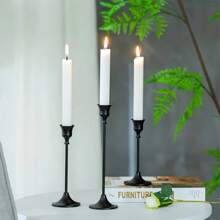 3 PiecesBlack Flared Candle Holders, Festive Decor For Weddings And Parties