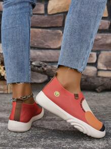 2024 Spring & Autumn New Painted Canvas Shoes For Women, Fashion Versatile Mother Shoes, Slip-On Slouchy Loafers, Anti-Slip Casual Shoes