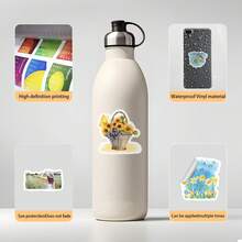 50 件水彩春日贴纸乙烯基美学贴纸适用于剪贴簿、日记、笔记本电脑、保险杠、滑板、水瓶、电脑、手机、卡通、安全帽、汽车贴纸和贴花 - 彩色 - 查看 4