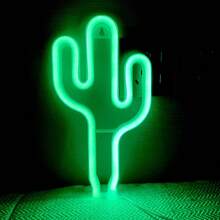 Grüne Kaktus Neonleuchte - LED Kaktus Neonlichtstreifen, Kaktus Neon Wanddekoration Neonlicht für Schlafzimmer, Batterie- und USB-betrieben Nachtlicht, Heimdekoration, Raumdekoration, Partydekoration, Cowboy Party Dekoration, Geburtstagsparty Dekoration