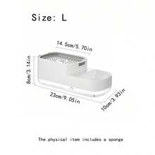1个洗洁精分配器，二合一按压容器带海绵架，洗洁精按压盒，浴室乳液容器，浴室配件，厨房用品，厨房配件，厨房工具 - 白色 - 查看 10