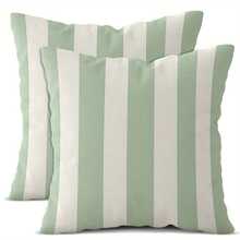 2 件套简约优雅双色印花抱枕套，45x45 厘米柔软舒适的涤纶靠垫套，带拉链，可机洗，适用于家居装饰客厅沙发、卧室、汽车、办公室、户外，无枕芯 - 彩色 - 查看 1