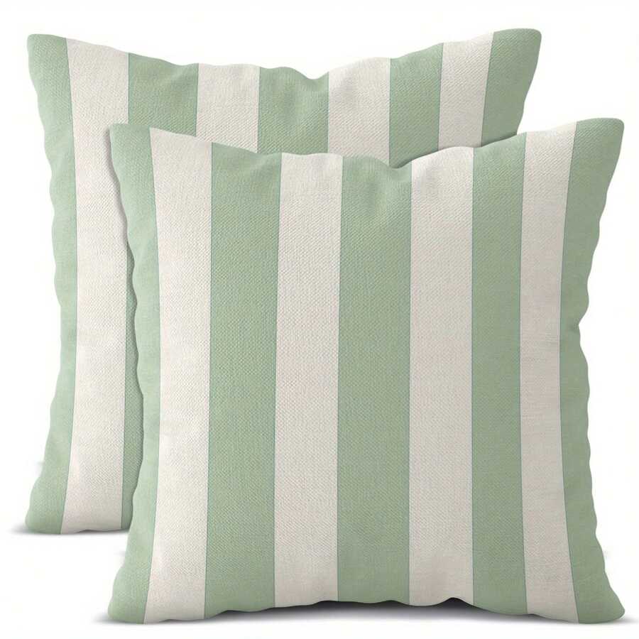 2 件套简约优雅双色印花抱枕套，45x45 厘米柔软舒适的涤纶靠垫套，带拉链，可机洗，适用于家居装饰客厅沙发、卧室、汽车、办公室、户外，无枕芯 - 彩色 - 查看 1