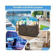 Poolside Rattan Storage Organizer, Outdoor Storage Bin With 2 Sides Handle, Pool Float Storage Holder With Mesh Rolling For Pool Noodles, Toys, Floats, Balls, And Equipment - Brown - View 8