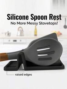 1pc Drip Mat, Suitable For Various Tableware, Heat-Resistant Spoon Rest And Stove Spoon Holder, Long-Handled Spoon And Tongs Kitchen Utensil Rack, Kitchen Silicone Utensil Holder. - Multicolor - View 3