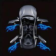4pcs Car Door Decoration Lights - Blue Horse Projector - Universal Wireless Door LED Projection Lights, Door Step LED Welcome Sign Shadow Ghost Light Projection Lights, Suitable For All Brands Of Car LED Door Welcome Decoration Lights, Car Accessories, Decorative Lights, Male And Female Car Accessories - 藍色 - 查看 2