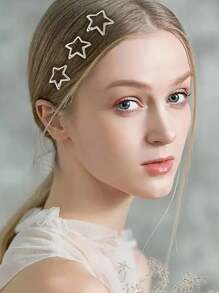 Multi-Color Elegant Silver Star Hair Clips, Side Bang Clips, Five-Pointed Star BB Hair Clips, Sweet Fringe Clips, Fashion Versatile Hair Accessories