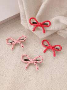 2pcs Minimalist Polka Dot Pink Bow Claws, Versatile Fashion Claw Clips, Cute Hair Accessories For Bangs & Flyaways