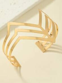 1 Stück ägyptischer Stil mehrschichtiges V-förmiges Goldlegierungs-Armband, übertriebener offener Oberarm Armreif im Boho-Modedesign