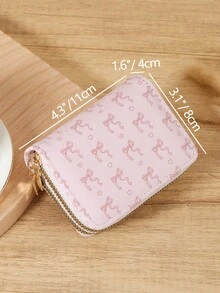 Pink Bow Heart Pattern Multi-Function Coin Purse, Dual Zipper Card Holder, Multi-Card Slot Card Case, Can Store Credit Cards, Lightweight & Minimalist, Fashion & Modern, Business Versatile, Suitable For Anniversary, Christmas, Valentine's Day, Birthday And Other Occasions, Also Can Be Given As A Gift To Lover, Female, Girl, Lady, Or Used As Backpack, Dorm And Back To School Supplies - Pink - View 6