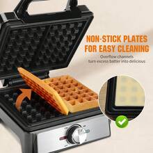 Aigostar Deep Fill Waffle Machine With Adjustable Temperature Control, 1600W Fast Cooking Waffle Maker, Non-Stick Plates, Belgian & American Waffles - Savory - UK Plug(220-240V) - View 5