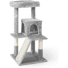 Local Delivery-CAPHAUS Tall Climbing Modern Indoor Play Tower For Large Cats Kittens, 70-Inch With Top Perch, Cat Cave Condo, Cat Tree W Hammock, Multi-Level Cat Activity Tree W Cute Scratching Posts - 淺灰色 - 查看 1