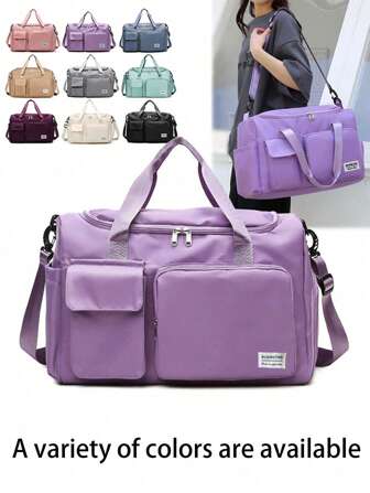 STSEarConect 1 Pc 35L Gym Bag, Yoga Crossbody Bag, Sports Bag Lightweight Handbag Waterproof Men's And Women's Fitness And Travel Bag - Waterproof Oxford Slant-Body Sports Thick Nylon With Shoe Compartment,Weekend Bag Wet/Dry Pocket - Suitable For Fitness, Swimming, Weekend Luggage Bag Travel Leisure Versatile Portable Shoulder Bag