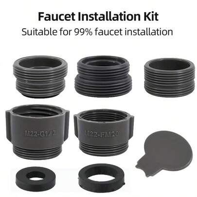 Adaptersats för blandare, plastkopplingar för blandare, 22-24 gauge invändig/utvändig gänga, universalgänga standard, ingen elektricitet eller batteri behövs för blandartillbehör