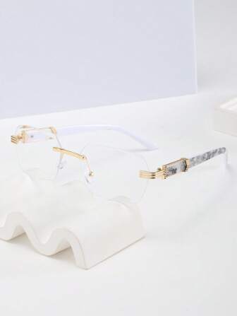 1 件装无框矩形男士时尚眼镜，复古眼镜适合户外、旅行使用，适合夏季海滩度假、户外、旅行返校时尚学院风