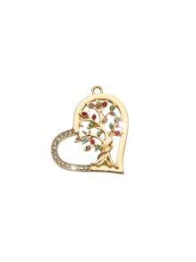 1pc Fashionable & Elegant Hollow Heart & Tree Of Life Shape Jewelry Pendant Accessory, Inlaid With Crystal, Suitable For Women DIY Jewelry Making