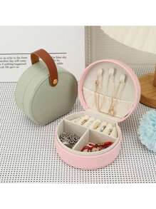 1pc Exquisite Jewelry Box, Creative Portable Ring, Ear Studs, Necklace And Earring Travel Jewelry Organizer, Simple Style.