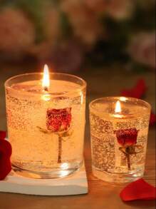1pc Rose Jelly Aromatherapy, Creative Candle For Wedding, Birthday, Party Gifts And Home Decoration, Table Decoration, Accompaniment Gift Set