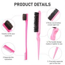 5 Packs Hair Loop Tool Set With 2Pcs French Braid Tool Loop, Leather Sheath Cutter, Teasing Hair Brush Rat Tail Comb Edge Brush For Edge & Back Brushing, Combing, Slicking Hair For Women For Hair Styling,Hair Brush,Comb,Hair Tools,Hair Products And Accessories For Barber Salon Beauty Travel Essentials