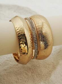Conjunto de 3 pulseiras de luxo estilo árabe para mulheres, adequadas para festas e uso diário, presente