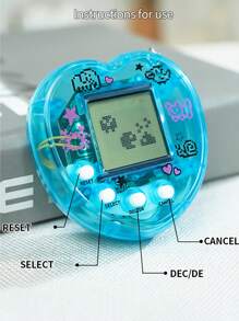 1 Stück/2 Stück/4 Stück Mini Virtual Pet Spielekonsole, personalisierter herzförmiger Look in transparenter Farbe, tragbares Design (kann als Schlüsselanhänger/Taschenbehang verwendet werden), ein Lernspielzeug für Kinder zum Aufziehen und Interagieren, Halloween/Weihnachts/Schulgeschenke