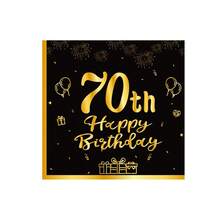 10 cái/20 cái/40 cái/60 cái/Bộ, Đồ trang trí tiệc sinh nhật lần thứ 70 Đồ dùng tiệc sinh nhật theo chủ đề lần thứ 70 Đồ dùng tiệc cổ điển năm 1955 Đồ trang trí tiệc sinh nhật lần thứ 70 Đĩa Khăn ăn Đồ dùng ăn uống màu đen và vàng Quà tặng cho nam nữ Đồ trang trí bàn Đồ trang trí bàn Halloween - Đen 70 tuổi - Xem 10